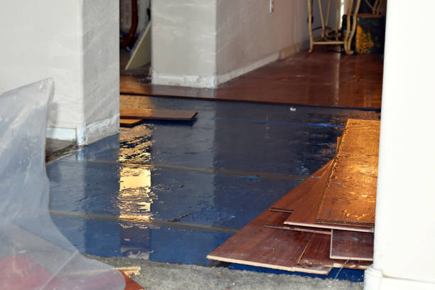 Professional Flood Damage Restoration technician working in Webster, WI